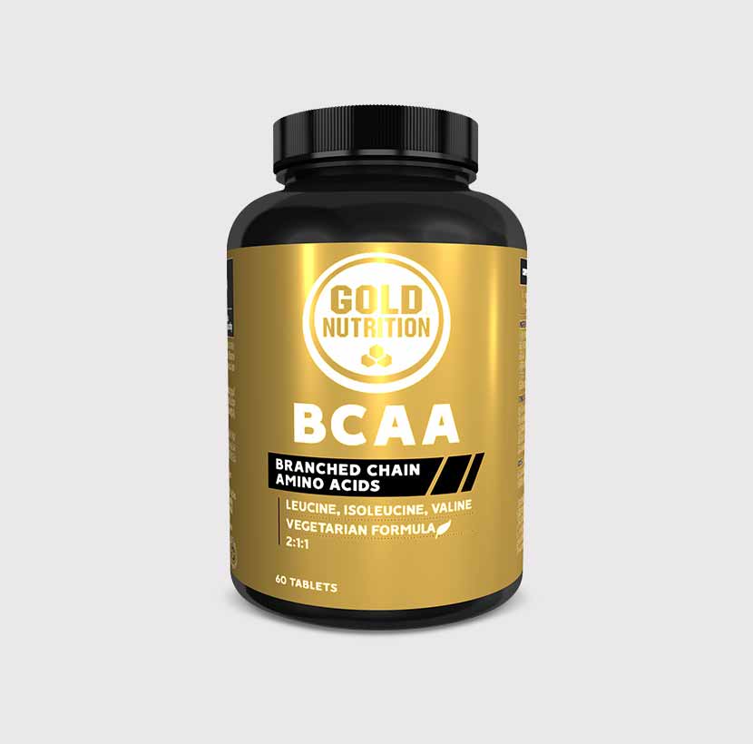 GoldNutrition BCAA supplement bottle with colorful label, showcasing vitamins and amino acids for muscle support and recovery.