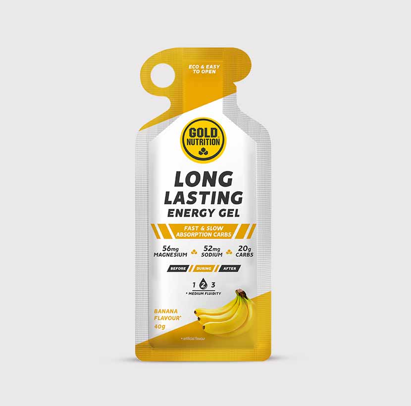 GoldNutrition long-lasting gel vitamin supplement in mango flavor, single-serve bottle with vibrant packaging.