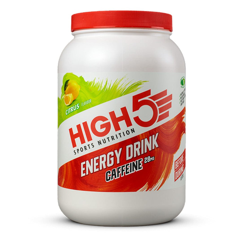 High5 Energy Drink Caffeine bottle with bright label, featuring a vibrant design and a twist-off cap.