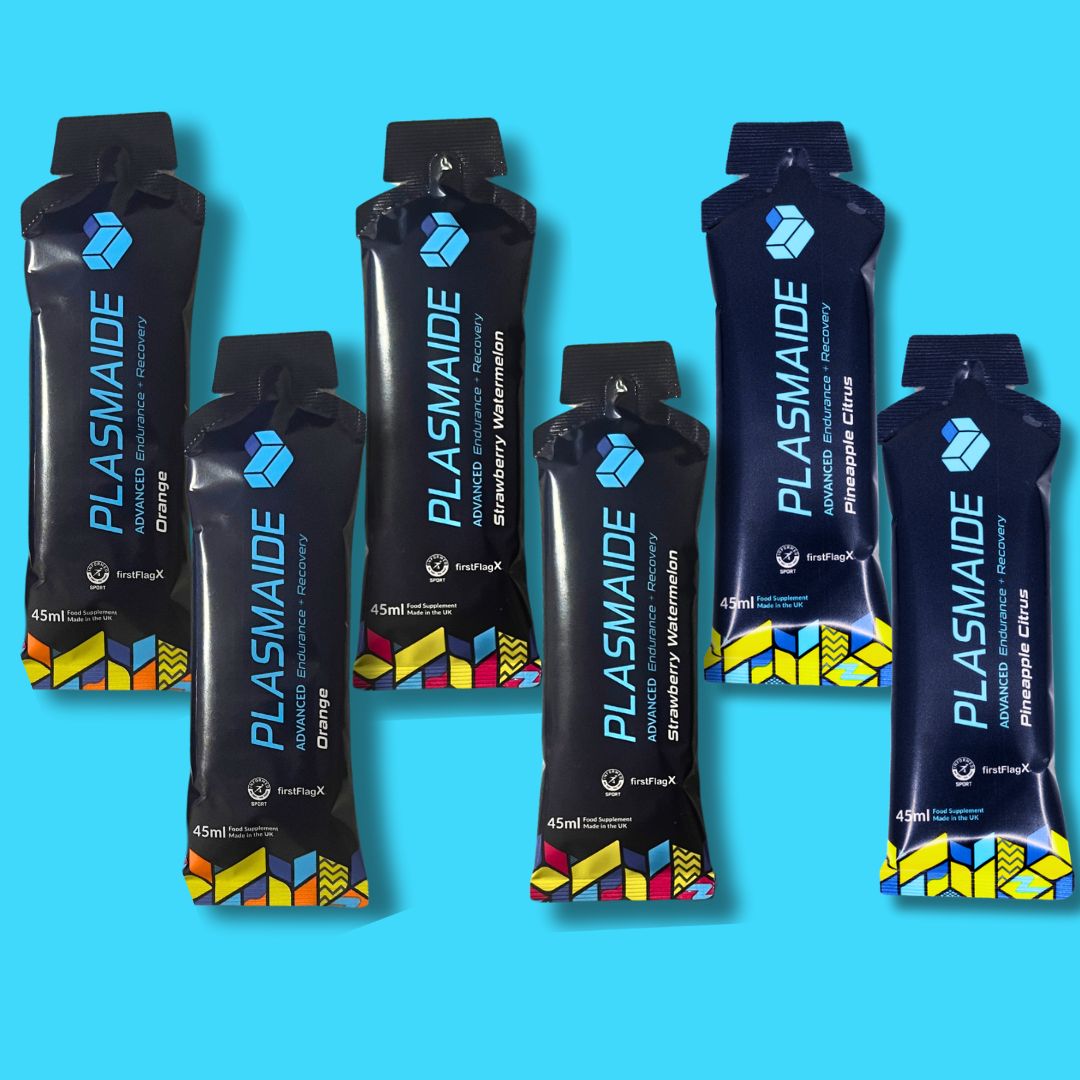 Mixed 6-pack of Plasmaide products with various colors and designs, displayed on a neutral background.