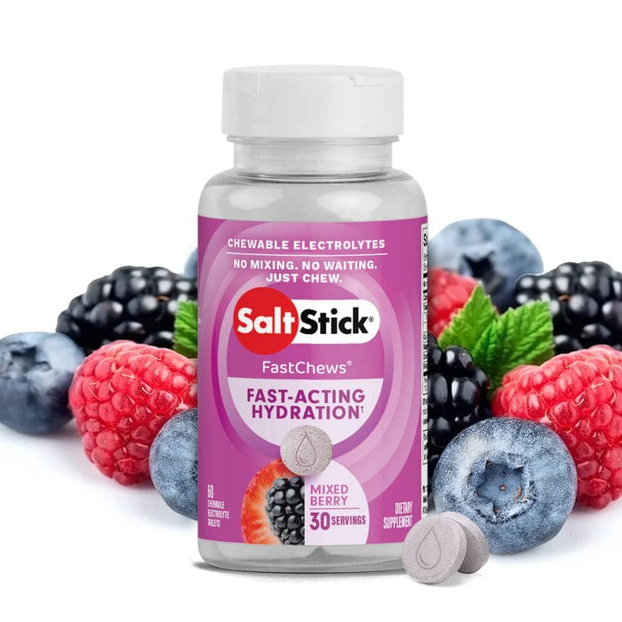SaltStick Fastchews electrolyte replacement chews in assorted flavors, designed to support hydration and electrolyte balance.