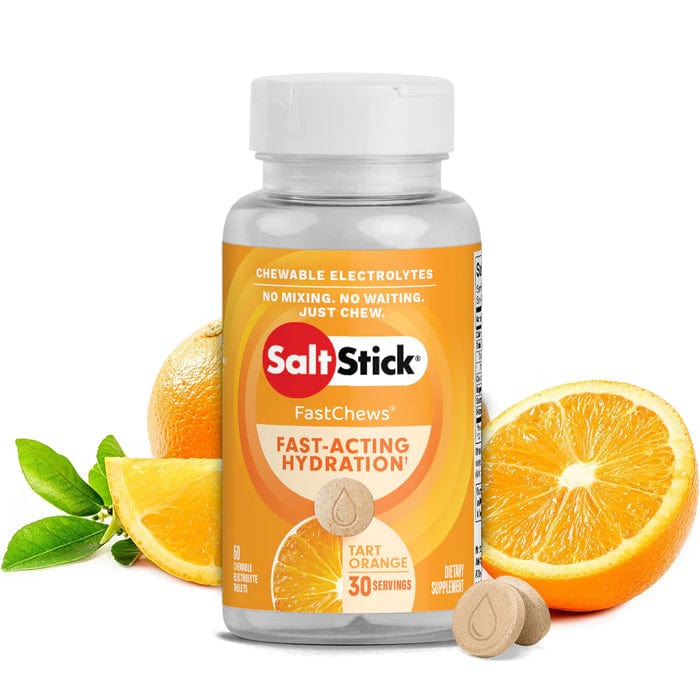 SaltStick Fastchews coconut pineapple electrolyte supplement in a single-serving package, designed for quick hydration and replenishment.