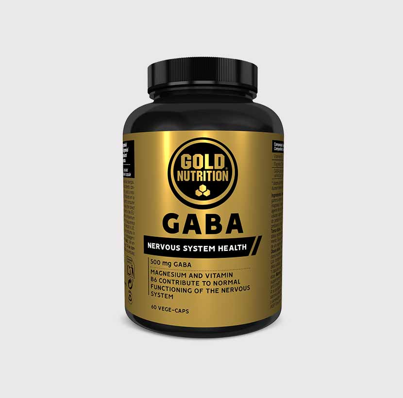 GoldNutrition GABA supplement bottle with 60 capsules, designed for mood support and relaxation.