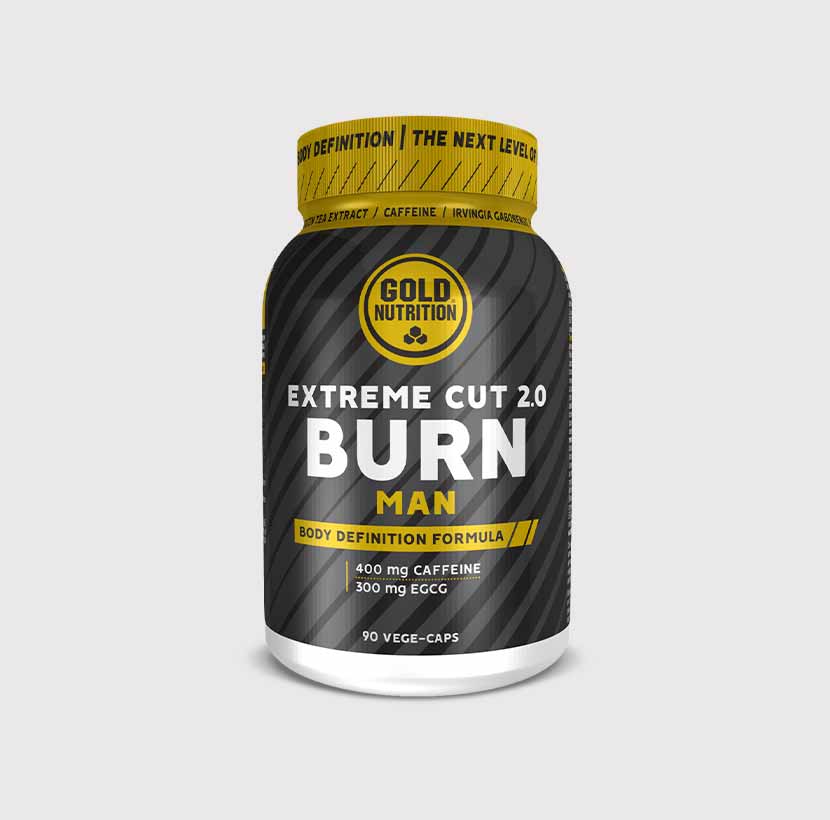 Bottle of GoldNutrition Extreme Cut 2.0 Burn Man vitamins and supplements with label visible on a white background.