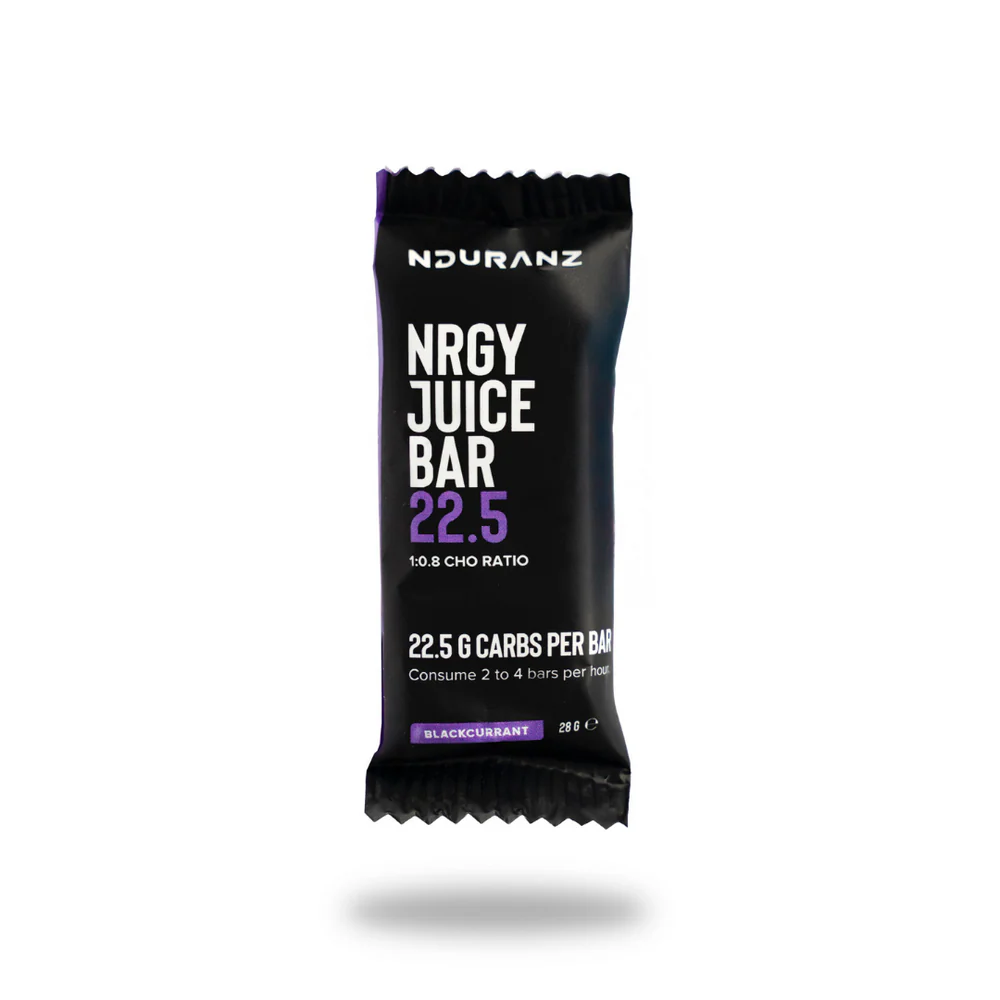 Nduranz Energy Juice Bar 22.5 featuring a nutritious, fruit-filled energy snack bar with colorful packaging and fresh ingredients.