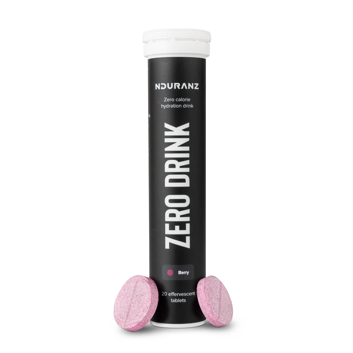 Nduranz Zero Drink Electrolyte Tablets in citrus flavor, shown in a single tube with colorful packaging.