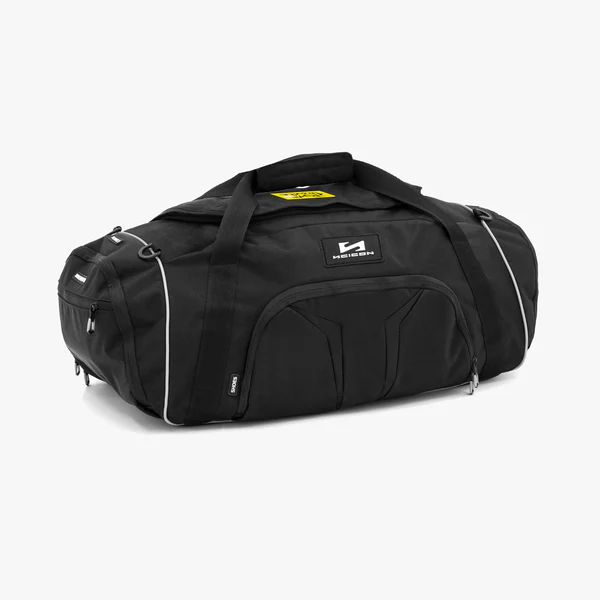 Scicon 50-liter duffel bag with durable fabric, multiple compartments, and adjustable shoulder strap for travel and gym use.