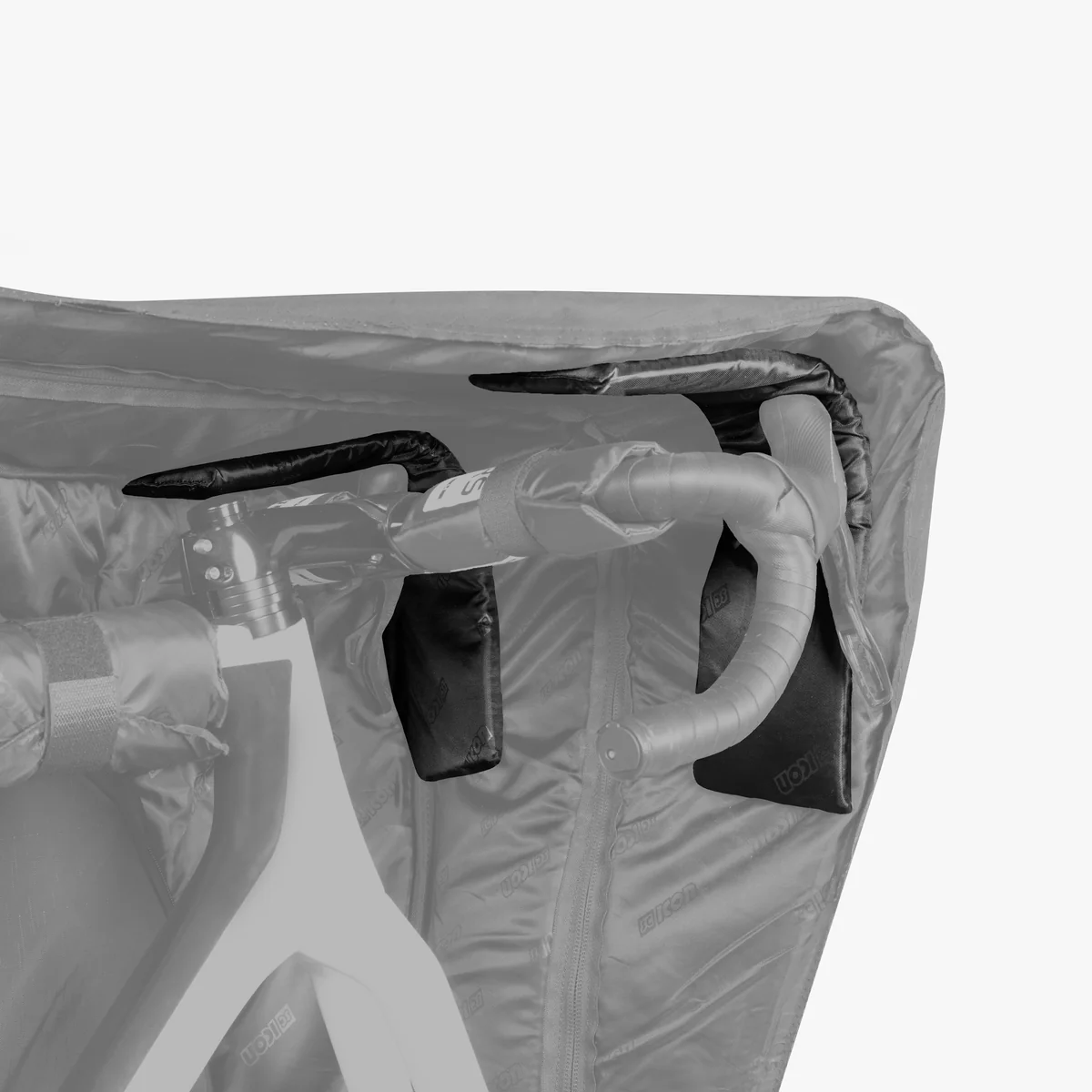 Scicon Aerocomfort handlebar pads attached to a bicycle handlebar, providing cushioning and protection during rides.