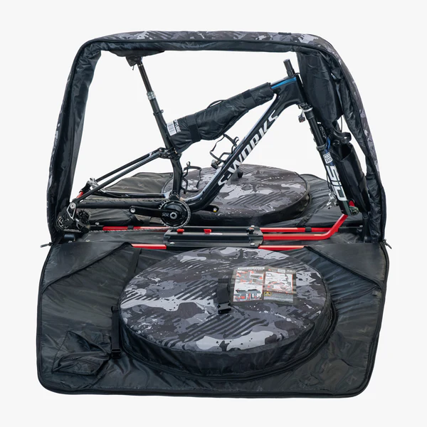 Scicon Aerocomfort MTB mountain bike travel bag with padded protection and sturdy wheels for easy transport.