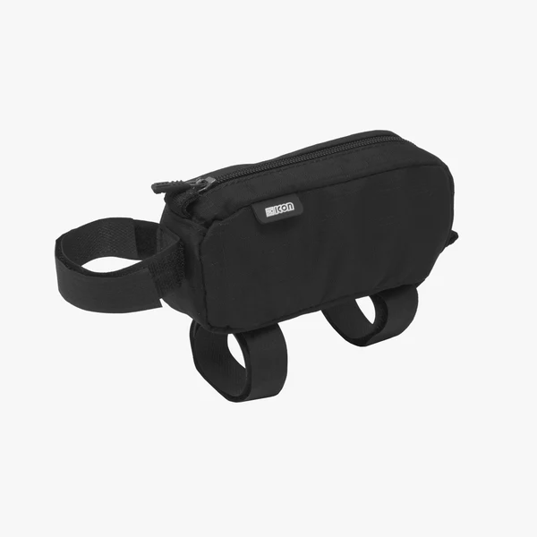 Scicon Fuel strap-on top tube frame bag attached to a bicycle, compact storage solution for cycling essentials.